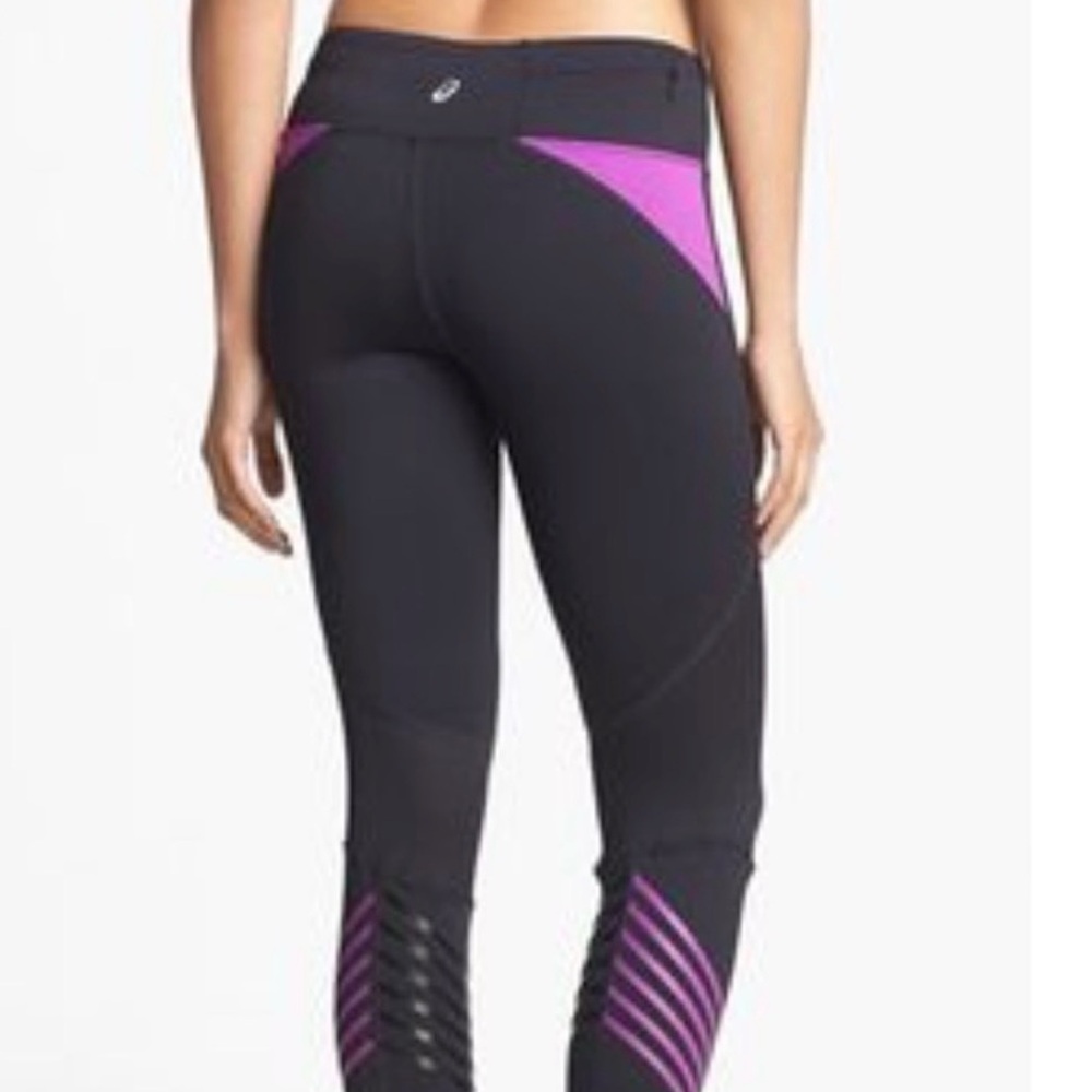 ASICS Black & Purple Compression Leggings - Women’s Size Large